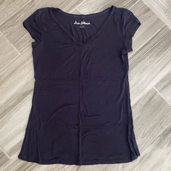 Sam Edelman Black Short Sleeve Shirt With Wrip Around Neckline XS - Picture 1 of 4